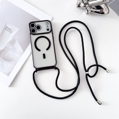 Силиконов калъф MagSafe Electroplating за iPhone 17 Pro, черен