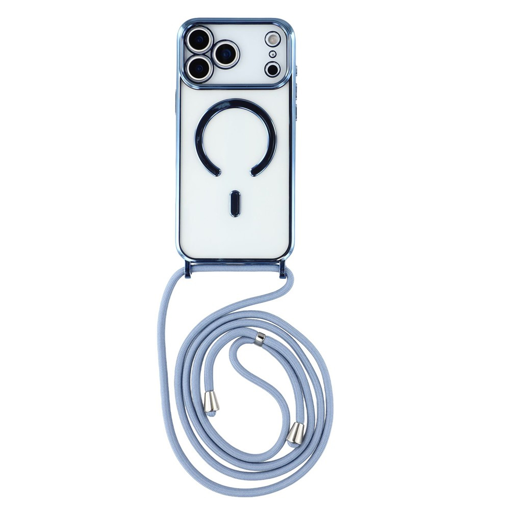 Силиконов калъф MagSafe Electroplating за iPhone 17 Pro, син
