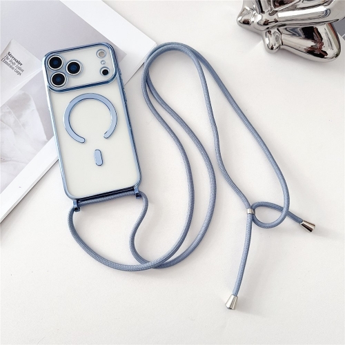 Силиконов калъф MagSafe Electroplating за iPhone 17 Pro, син