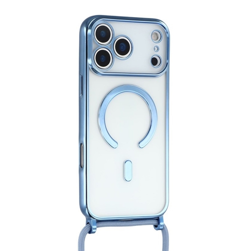 Силиконов калъф MagSafe Electroplating за iPhone 17 Pro, син