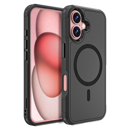 Удароустойчив калъф Anti-drop MagSf за iPhone 16, Черен