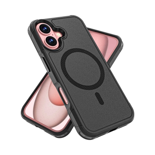 Удароустойчив калъф Anti-drop MagSf за iPhone 16, Черен