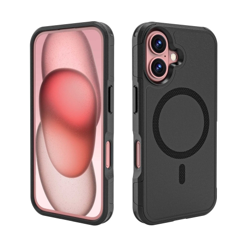 Удароустойчив калъф Anti-drop MagSf за iPhone 16, Черен