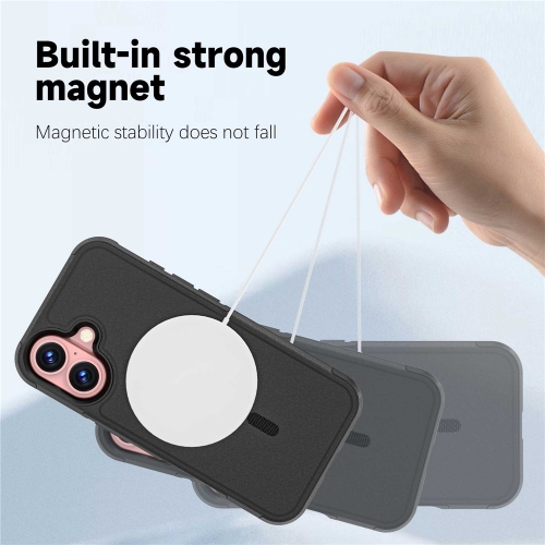 Удароустойчив калъф Anti-drop MagSf за iPhone 16, Черен