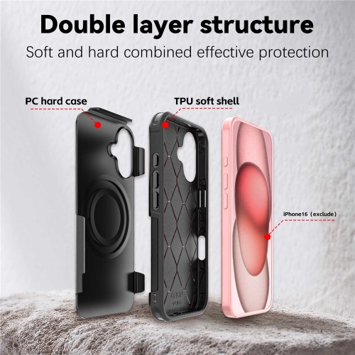 Удароустойчив калъф Anti-drop MagSf за iPhone 16, Черен