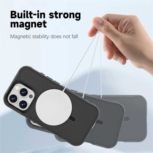 Удароустойчив калъф Anti-drop MagSf за iPhone 16 Pro, черен