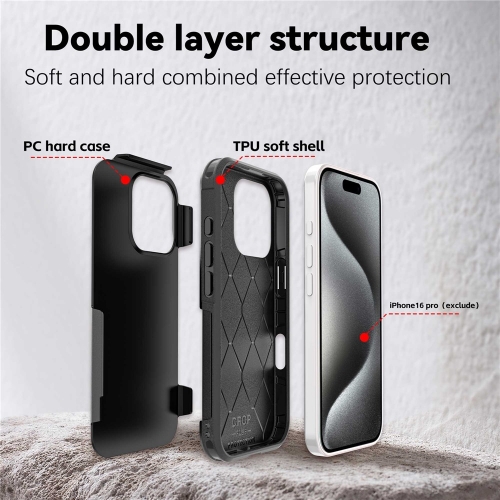 Удароустойчив калъф Anti-drop MagSf за iPhone 16 Pro, черен