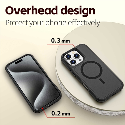 Удароустойчив калъф Anti-drop MagSf за iPhone 16 Pro, черен