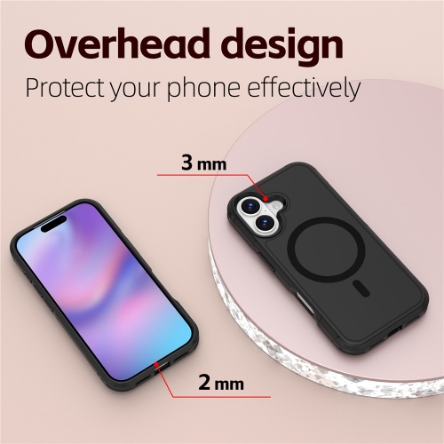 Удароустойчив калъф Anti-drop MagSf за iPhone 17, черен