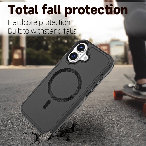 Удароустойчив калъф Anti-drop MagSf за iPhone 17, черен