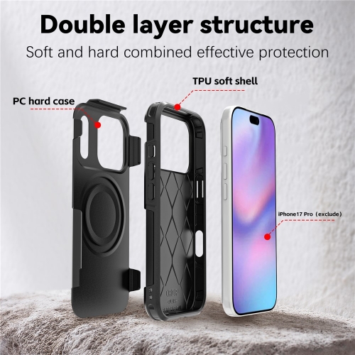 Удароустойчив калъф Anti-drop MagSf за iPhone 17 Pro, черен
