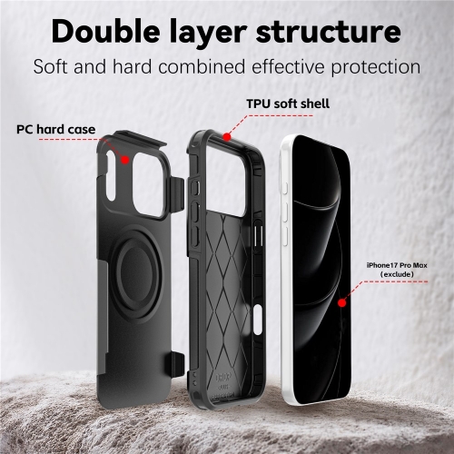 Удароустойчив калъф Anti-drop MagSf за iPhone 17 Pro Max, черен