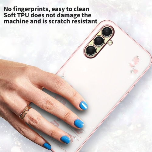 Силиконов калъф KADEM Flower Rhinestone за Samsung Galaxy A17 5G / A17 4G, розов-златист