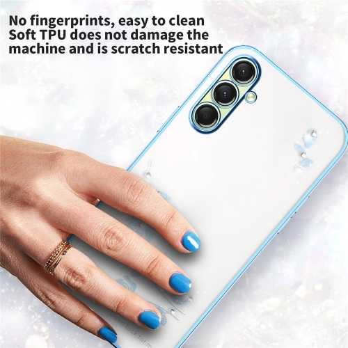 Силиконов калъф KADEM Flower Rhinestone за Samsung Galaxy A17 5G / A17 4G, Син