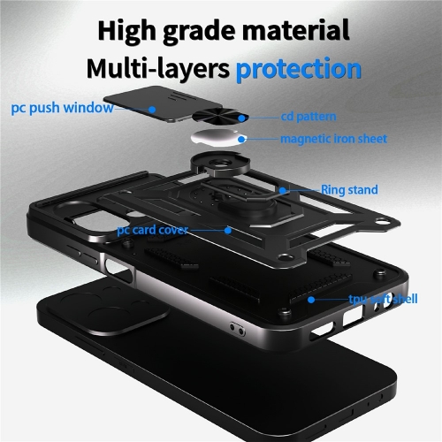 Удароустойчив калъф Slide Camera за Xiaomi Redmi 15C, черен