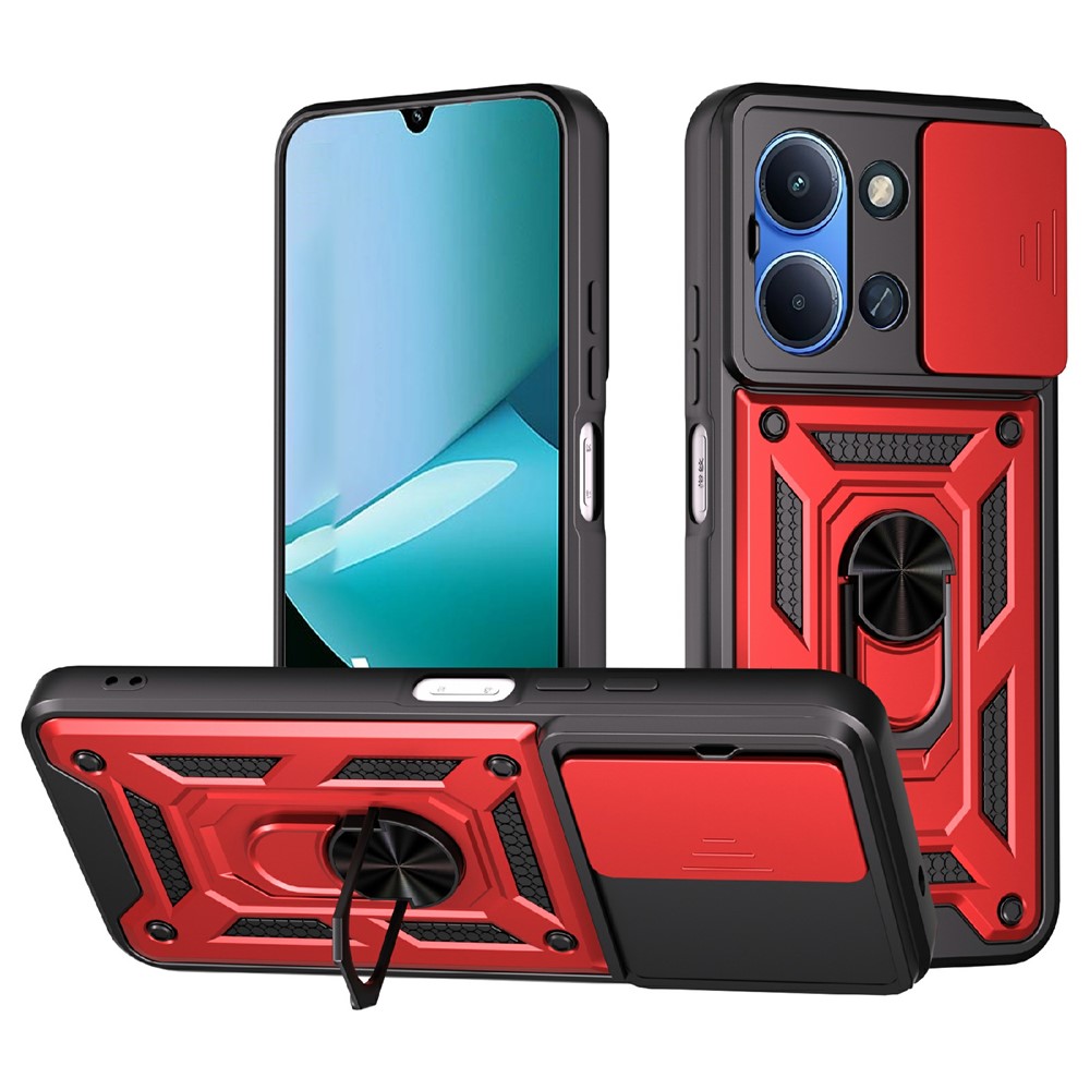 Удароустойчив калъф Hybrid Slide Camera за Xiaomi Redmi 15C, червен