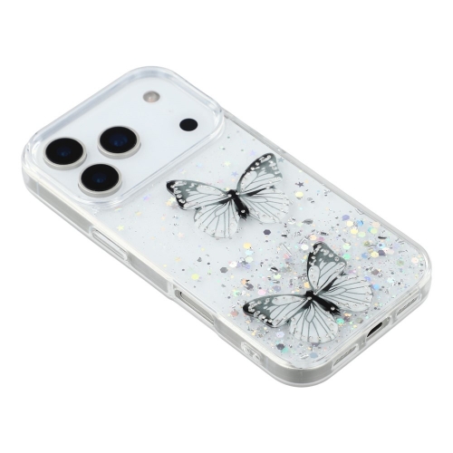 Силиконов калъф Epoxy Butterfly за iPhone 17 Pro, бял-прозрачен