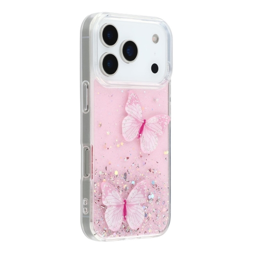 Силиконов калъф Epoxy Butterfly за iPhone 17 Pro, розов