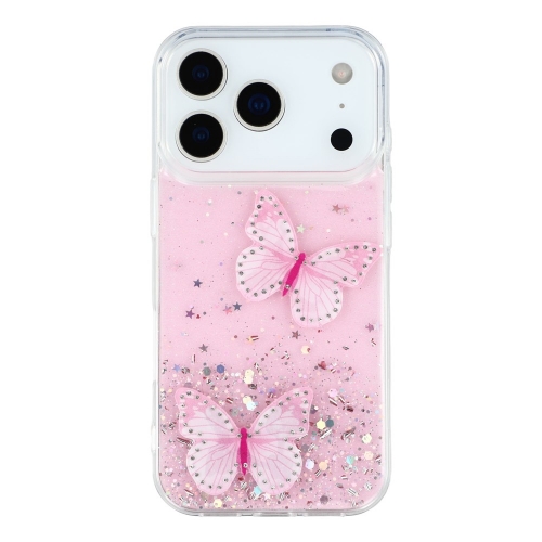 Силиконов калъф Epoxy Butterfly за iPhone 17 Pro, розов