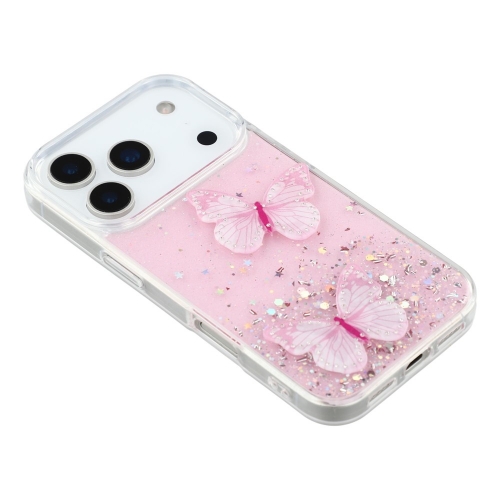 Силиконов калъф Epoxy Butterfly за iPhone 17 Pro, розов