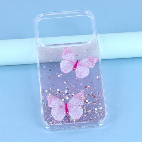 Силиконов калъф Epoxy Butterfly за iPhone 17 Pro, розов