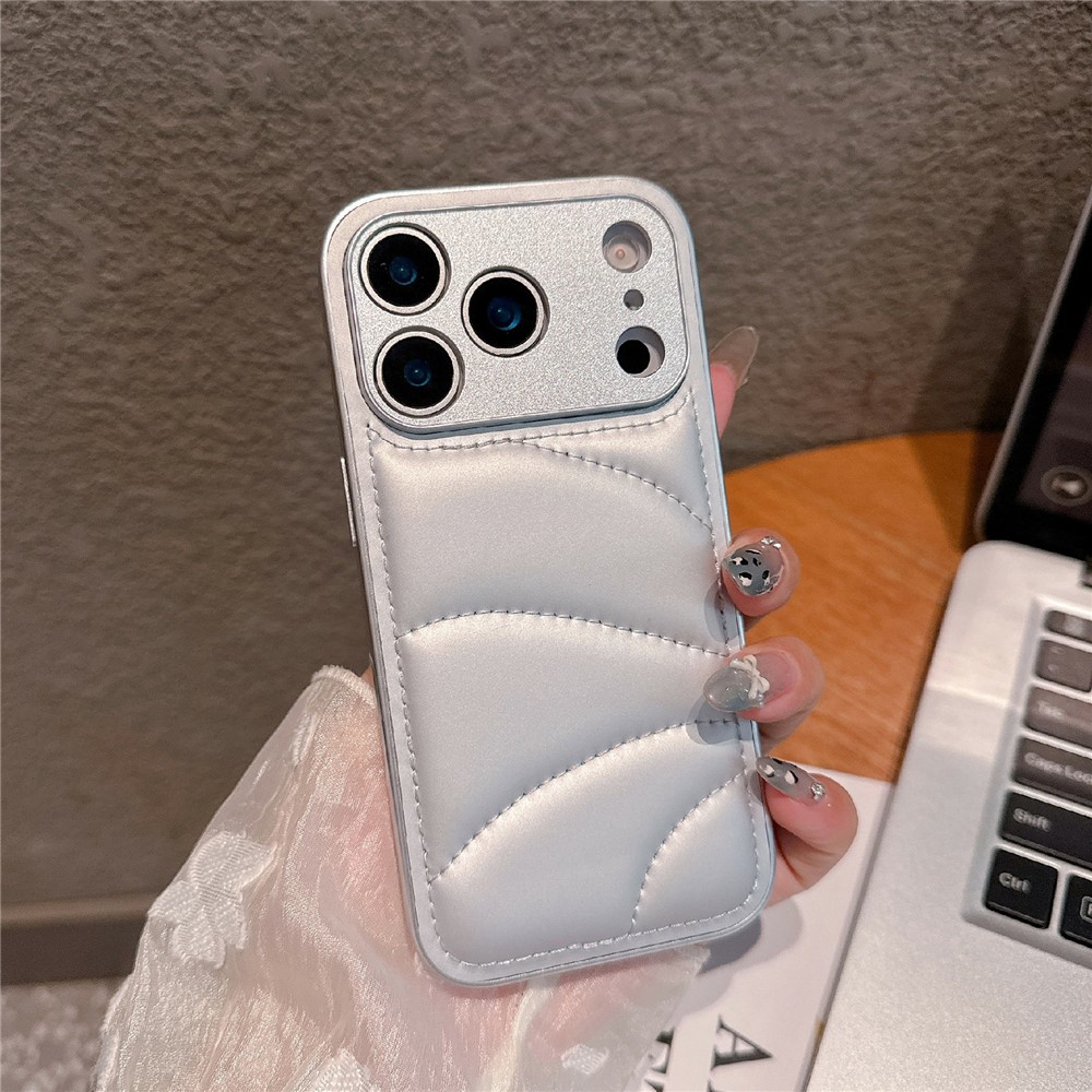 Удароустойчив калъф Design PU Leather за iPhone 17 Pro Max, сребрист