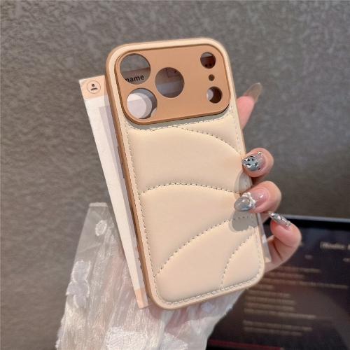 Удароустойчив калъф Design PU Leather за iPhone 17 Pro Max,  Бежов