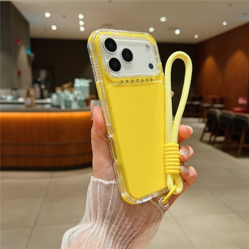 Удароустойчив калъф Drop-Proof Wrist Strap за iPhone 17 Pro Max, Жълт
