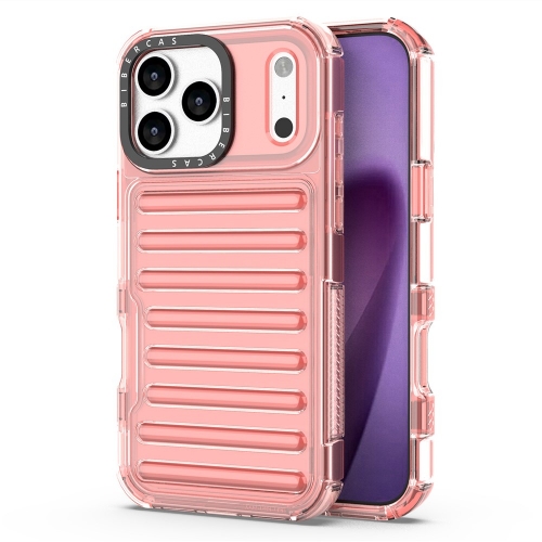 Удароустойчив калъф Stripe Design Anti-Slip за iPhone 17 Pro Max, розов
