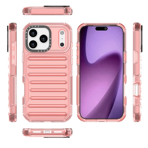Удароустойчив калъф Stripe Design Anti-Slip за iPhone 17 Pro Max, розов