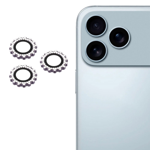 Стъклен Протектор за камера с камъни за камерите на iPhone 17 Pro Max / 17 Pro, тъмно лилав