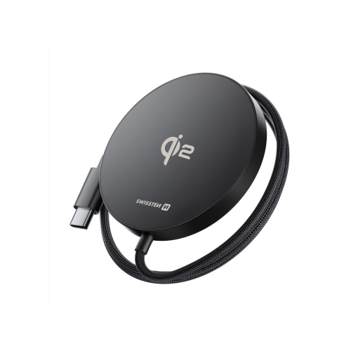 Безжично Зарядно SWISSTEN MagPuck Qi2 1.5 M, MagSafe compatible