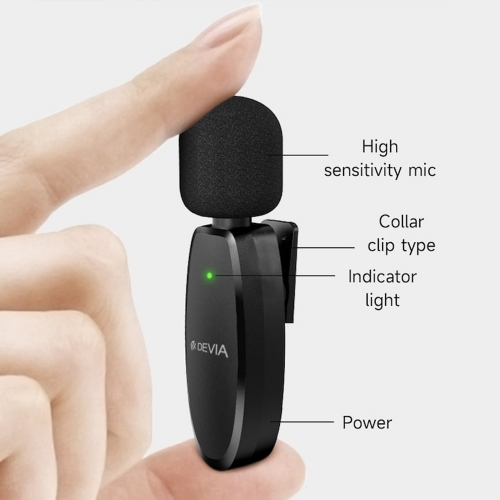 Безжичен Микрофон за Смартфон Devia Kintone USB-C, черен