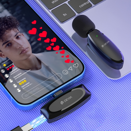 Безжичен Микрофон за Смартфон Devia Kintone USB-C, черен