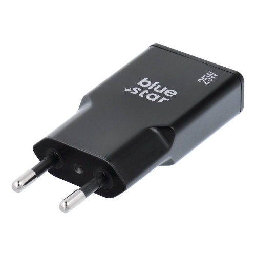 Зарядно 220V Blue Star Slim GaN 1x Type C, 1x USB-A, QC4.0, PD, 3A, 25W, TFK-SC-25WAC, Черен