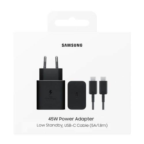 Зарядно Samsung EP-T4511XBE USB-C Travel Charger 45W, с кабел USB-C, Черен