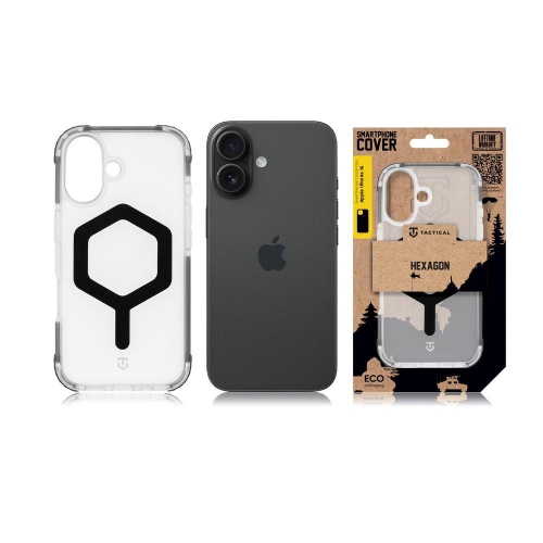Удароустойчив калъф Tactical MagForce Hexagon за iPhone 17, черен - прозрачен