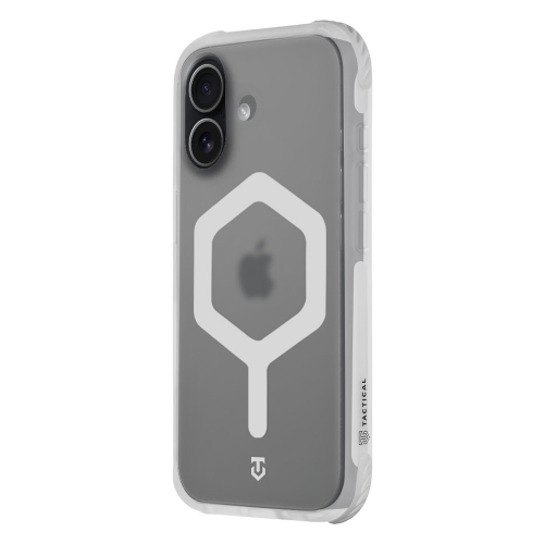 Удароустойчив калъф Tactical MagForce Hexagon за iPhone 17, бял - прозрачен