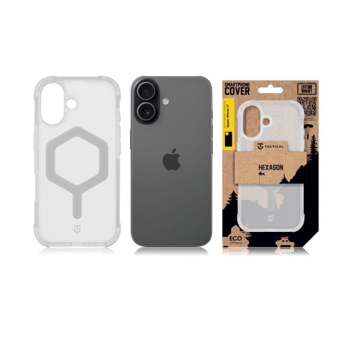 Удароустойчив калъф Tactical MagForce Hexagon за iPhone 17, бял - прозрачен