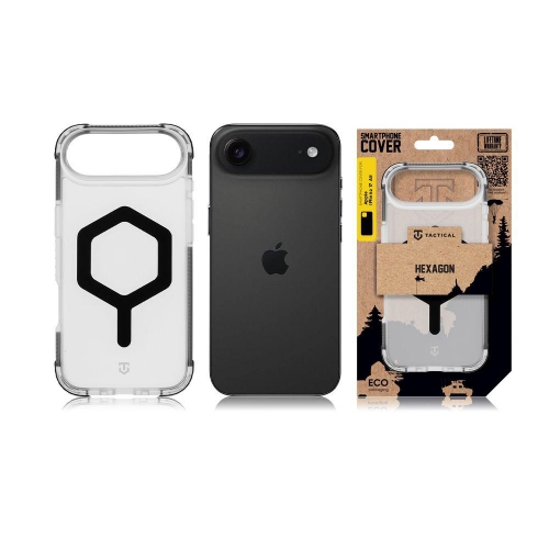 Удароустойчив калъф Tactical MagForce Hexagon за iPhone 17 Air, черен - прозрачен