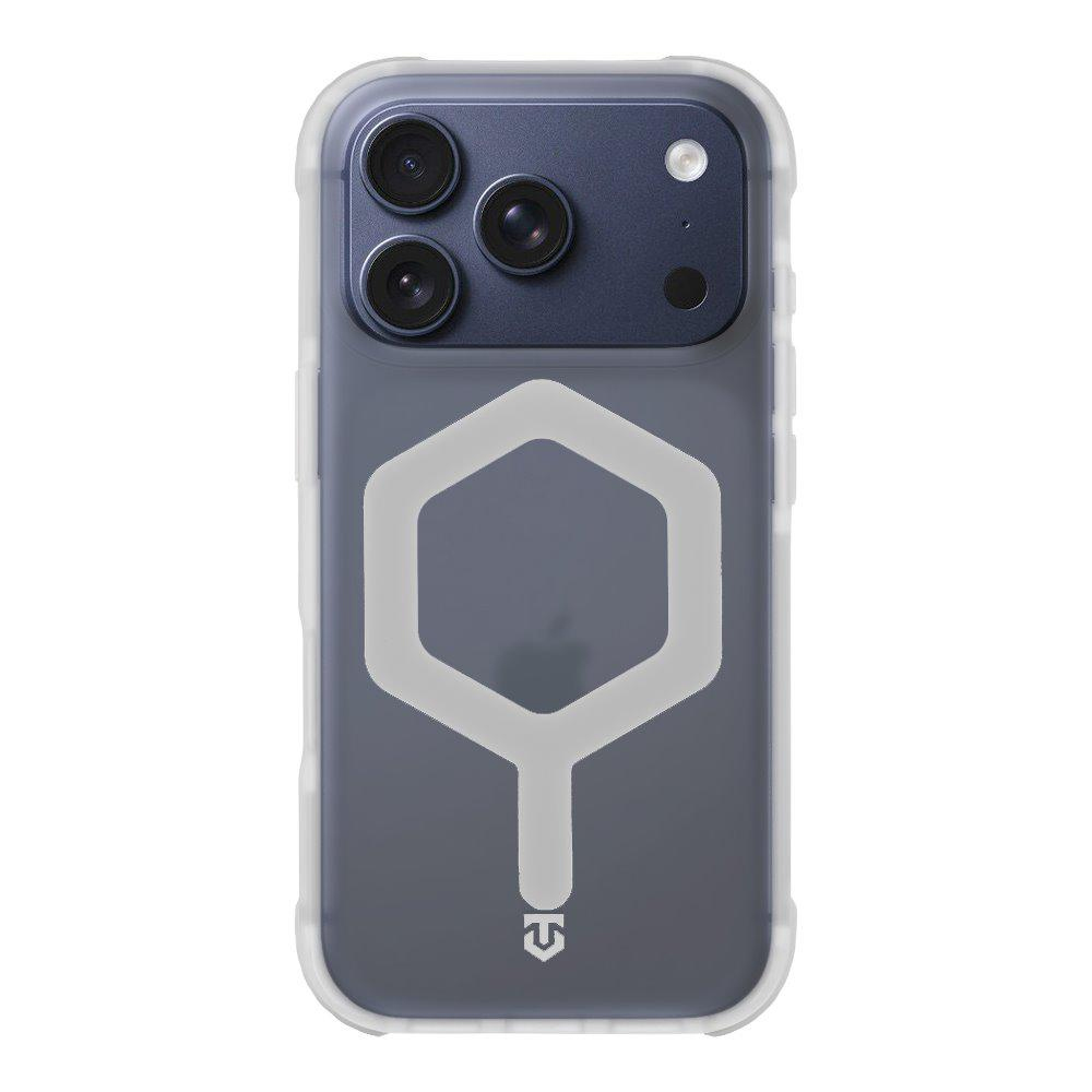 Удароустойчив калъф Tactical MagForce Hexagon за iPhone 17 Pro Max, прозрачен - бял
