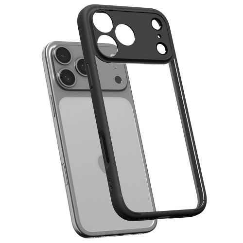 Удароустойчив калъф Spigen Ultra Hybrid за iPhone 17 Pro, черен-прозрачен