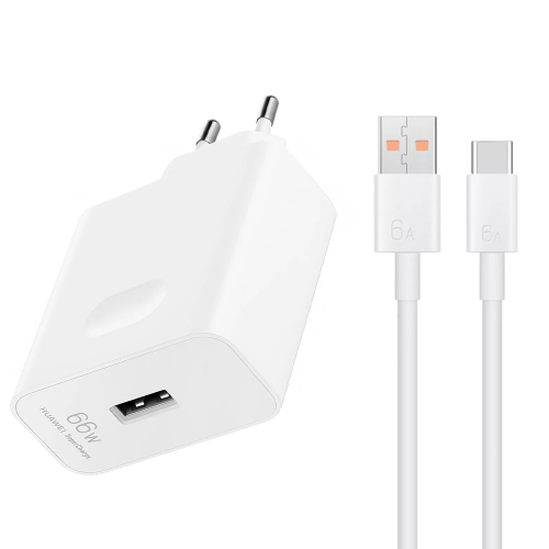 Мрежово зарядно Honor Travel Charger 66W с кабел USB-C, HN-110600E00, бял