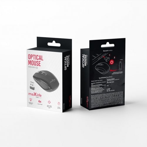 Безжична Мишка Wireless Maxlife MXHM-02, черен