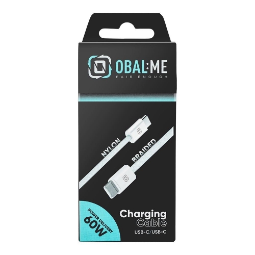 Кабел OBAL-ME Super Fast USB-C към USB-C, Braided Cable, 60W, 1m, бял