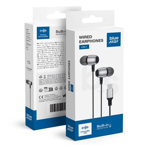 Слушалки с микрофон Blue Star, DAC, M09C, Type-C,  черен