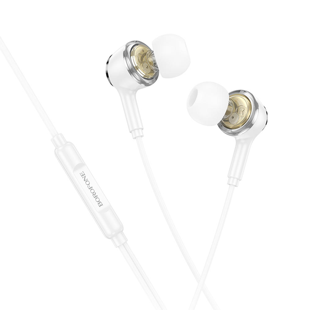 Слушалки с микрофон Borofone BM90 Miller, 3.5 мм жак, бял