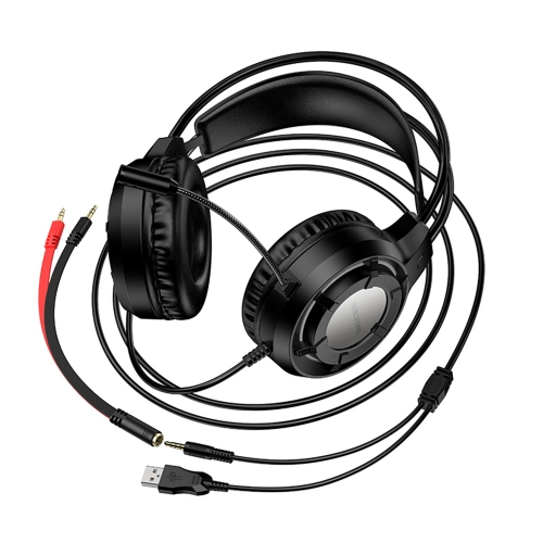 Геймърски слушалки с микрофон Borofone BO112 Wave Gaming, Черен