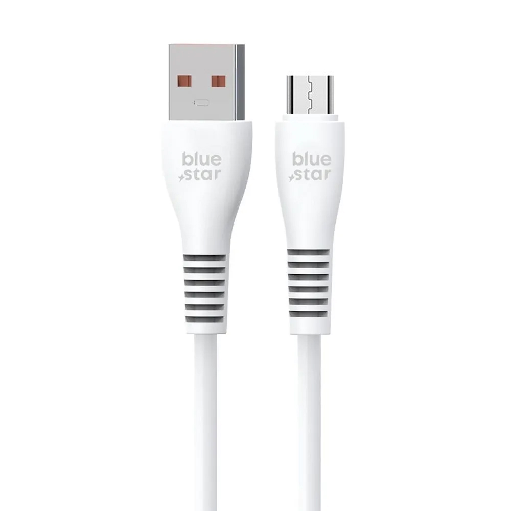 USB Кабел Blue Star DC99M, USB-A към Micro USB, 2A, 1m, бял