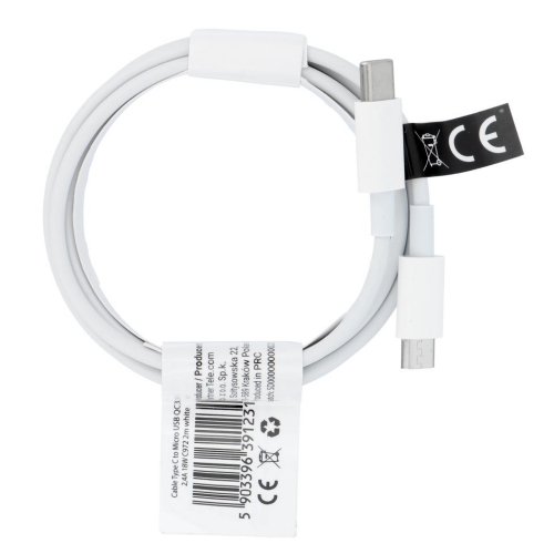 USB Кабел Blue Star C972 Type -C to Micro USB QC3.0 2,4A 18W 2m - White